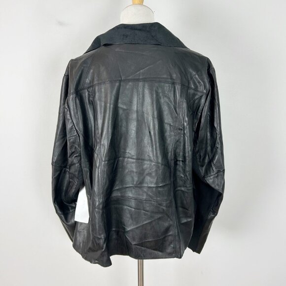 NEW Bagatelle Faux Leather Draped Jacket Black Moto Biker Size 3X Women's - Picture 2 of 5